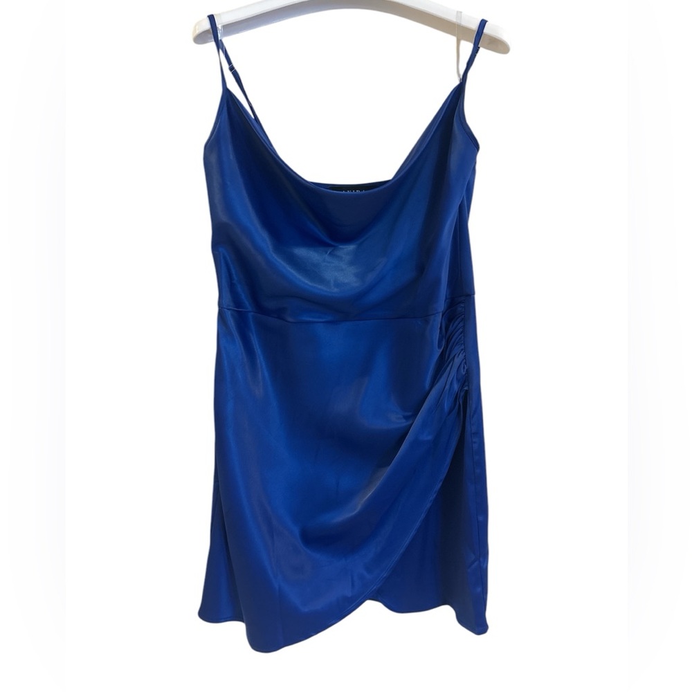 Women’s Akira Royal Blue Satin Mini Dress, Size L.